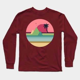 OCEAN SUNSET GEOMETRIC Long Sleeve T-Shirt